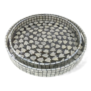 High Good Quality Mother Of Pearl Trays <b>Set</b> <b>Table</b> Serving Decorative Trays Durable Wicker Eco friendly <b>Dining</b> Room Home Decor - Product Image 2