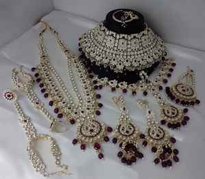 Joyería nupcial de diseño tradicional y elegante, chapada en oro y con circonita cúbica, conjunto de collar de boda para mujeres y niñas. - Product Image 4