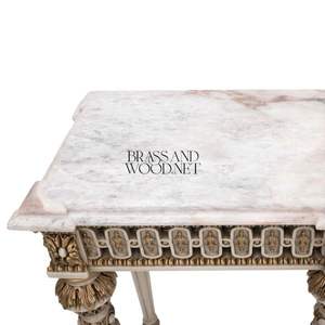 Luxury Classic <b>Console</b> <b>Table</b> with <b>Marble</b> Top Handcrafted Wooden Design Gold Accents Elegant French Style Furniture - Product Image 4