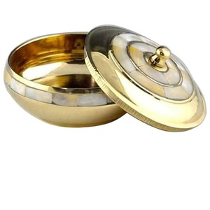 Decoración de vajilla personalizada hecha a mano, almacenamiento de alimentos grande, acabado chapado en oro redondeado, almacenamiento de frutas, frutero para servir - Product Image 2