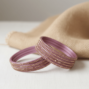Mauve Classic <b>Crystal</b> Rhinestone <b>Women's</b> Fashion Bangles Set of 2 Zinc Alloy Gift - Product Image 1