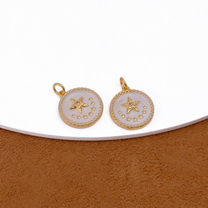 Pendentif étoile en émail blanc plaqué or 18 carats zircon cubique pour bricolage cadeau de mariage fabrication de bijoux technologie d'incrustation de réglage de lunette - Product Image 3