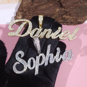 Best Design VVS Moissanite Diamond Gold Plated 925 <b>Silver</b> Iced Out Custom <b>Letter</b> Name Pendant <b>Necklace</b> For Men At Low Price - Product Image 5