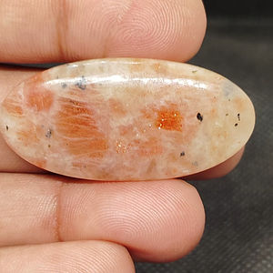 Pierre de soleil naturelle, pierre précieuse en cabochon, polie, orange, pour la fabrication de bijoux, aucun traitement requis, modèle UDGEMS 369 - Product Image 1