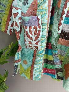 Vintage Kantha veste femmes brodé à la main matelassé coton Robe poche longue coupe hiver plage fête porter nouveauté-taille XL - Product Image 3