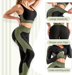 Ensemble de vêtements de yoga respirant imprimé pour femmes, automne-hiver, soutien-gorge sans couture, leggings, spandex/polyester, inspiré de la rue, fitness - Product Image 6