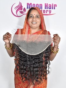 Souper pas cher prix cuticule aligné brut non transformé cheveux humains frontal frisé vente en gros brut non transformé naturel indien vendeurs - Product Image 2