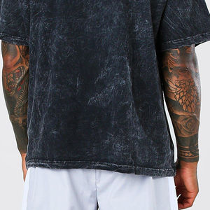 Logo personnalisé T-Shirt pour homme Forte demande Streetwear pour homme Acid Wash T-Shirt 100% coton tricoté couleur unie teint uni - Product Image 4