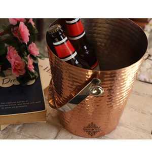IndianArtVilla Acier Cuivre Martelé Design Finition Seau Refroidisseur de Vin-4 L, Barware - Product Image 4