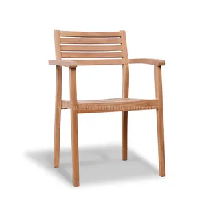 Cheap Stacking Teak Wooden Garden Stack Chair Lightweight for Outdoor