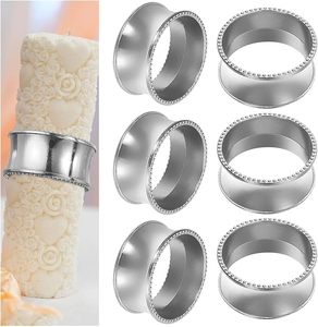 Delicate <b>Silver</b> Alloy Beads <b>Side</b> Metal Napkin Rings Elegant Bling Serviette Buckles Wedding Birthday Party Dining <b>Table</b> - Product Image 3