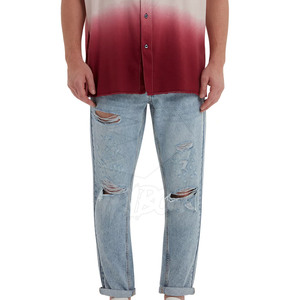 กางเกงยีนส์ขาดแบบลำลองของผู้ชายกางเกงยีนส์แบบขาดระบายอากาศลายพื้นสำหรับฤดูหนาว - Product Image 4