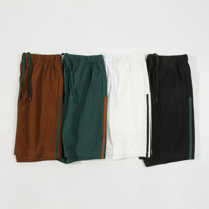 Fabricantes de ropa personalizado 220g mezclas de algodón pantalones cortos de sudor raya bloque de color de talla grande estilo Hip Hop tela de lona - Product Image 4