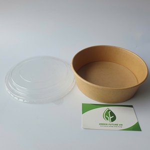 Disposable Round Kraft Paper Bowl with PET Lid 500ml/750ml/1000ml for Snack Salad Fruits Food <b>Container</b> for Eu market - Product Image 1