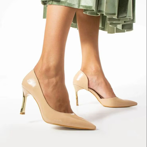 Chaussures à talons aiguilles classiques pour femmes, bout pointu, décoration en strass, 9 cm, pour les pointures 36 à 40, fabriquées en Turquie - Product Image 1