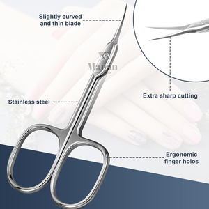 Stainless Steel Curved Sharp <b>Cuticle</b> <b>Scissors</b> Clean Manicure Pedicure Easy Grip Nail Care Tool Professional Salon Grade Nail Art - Product Image 2