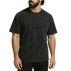 Men Acid <b>Wash</b> T Shirt Oversized Vintage Washed Cotton Streetwear Custom Logo Heavyweight Blank Tee Manufacturer - Product Image 1