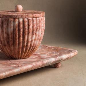 Posavasos clásicos de cerámica blanca con base de corcho y patrón de mármol para manualidades y bebidas Posavasos de piedra con superficie en blanco - Product Image 2