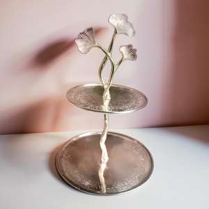 แท่นวางอลูมิเนียมทรงกลม2ชั้นแบบอเนกประสงค์สำหรับวางเทียนที่ทำจากโลหะโคมไฟขวดโหลใส่เทียน - Product Image 1