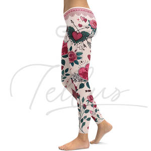 Nouveau design, leggings pour femmes grande taille, imprimé Saint-Valentin, longueur totale, taille haute élastique, spandex/polyester, séchage rapide, respirant - Product Image 6
