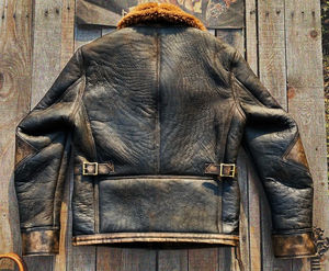 Vente en gros col montant personnalisé très demandé style vintage en cuir véritable coupe-vent respirant poche avant veste en cuir pour hommes - Product Image 5