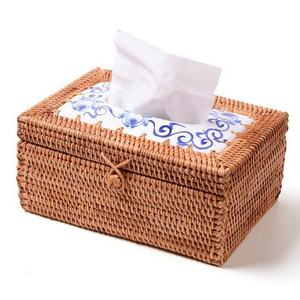 Antique Hand-woven <b>Rattan</b> <b>Tissue</b> Boxes with Ceramic Plate Unique Rectangle <b>Rattan</b> <b>Tissue</b> <b>Box</b> <b>Cover</b> Wholesale From Vietnam - Product Image 1