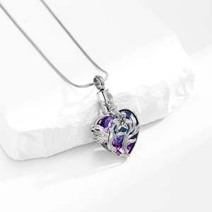 Collares de urna de corazón de Metal para cenizas, recuerdo, urna conmemorativa, joyería de cremación, colgante de ceniza para mujeres, hombres, amor, un tamaño personalizado - Product Image 3