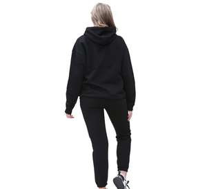 Chándales con capucha de lana de algodón 100% de gran tamaño para mujer, conjunto de 2 piezas, chándal de mujer con logotipo personalizado - Product Image 5