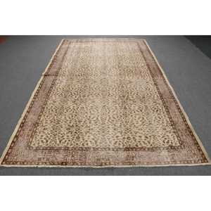 Tapis turc vintage 5,9x9,2 pieds, tapis marron à pois - Product Image 1