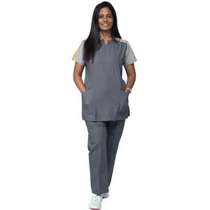 Fait sur mesure docteur approuvé femmes contraste manches infirmière uniforme léger tissu à manches courtes infirmière gommages pour tous les jours Waer - Product Image 3