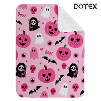 Couverture Sherpa personnalisée en sublimation pour Halloween, idéale pour les événements d'entreprise, la décoration hôtelière et les programmes saisonniers