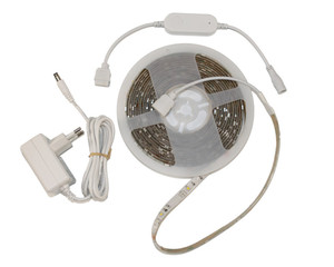 Kit de Tira de Luces LED RGBW Inteligente a Prueba de Agua de 12V, 8W SMD5050+SMD2835 IP65 5m con Fuente de Alimentación para Iluminación de Fachadas de Jardines Exteriores - Product Image 1