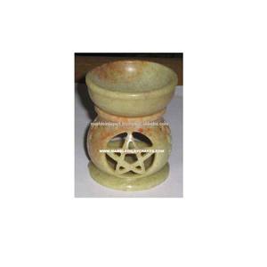 Lampe de brûleur à mazout d'arôme de sculpture de pierre de savon faite à la main de forme ronde pour la décoration de maison et d'hôtel en gros et fabricant - Product Image 1