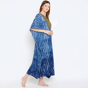 Fabricación personalizada de ajuste cómodo 100% algodón Maxi longitud Shibori tejido a mano Tie-Dye Loungewear Kaftan - Product Image 4