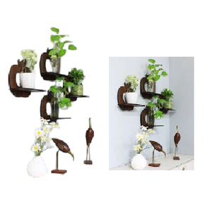 Sculpture Design Tenture Murale Jardinière Pot Stand Plantes Jardinières Murales Faites À La Main Avec Couleur Marron Fini Pour Balcon Salon - Product Image 5