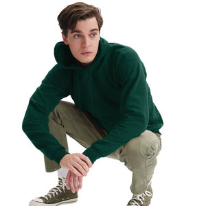 Men's Dark Green Hooded Sweatshirt Regular Fit Casual Solid Color Fleece Knitted Pullover with Front Pocket Autumn Wear - Product Image 5
