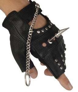 Guantes de Cuero Genuino Vintage de Invierno 2025 con Forro de Lana, Ecológicos, Cálidos y Elegantes con Tachuelas y Cadenas - Product Image 3