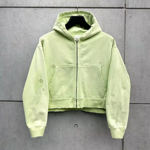 OEM Manufacturers' Custom 280gsm Distressed Elastic Waist Fleece Winter Solid Tracksuit <b>Set</b> Acid Wash <b>Sweatpants</b> Hoodie for Men - Product Image 4