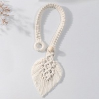 Attache-rideau en macramé en forme de feuille, décoration bohème minimaliste, en coton fait main, taille personnalisable, logo, attaches de fenêtre modernes, décoration unique