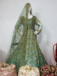 Royal Luxury Wedding Ensemble Full Flair Jarkan Stones <b>Ball</b> Gown with Show <b>Stopping</b> Dupatta Elegant Women Bridal Dress - Product Image 3