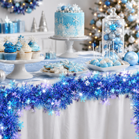 Guirlande de Noël bleue en forme de flocon de neige, décoration métallique pour les fêtes, pour arbre, cheminée, escalier, fête