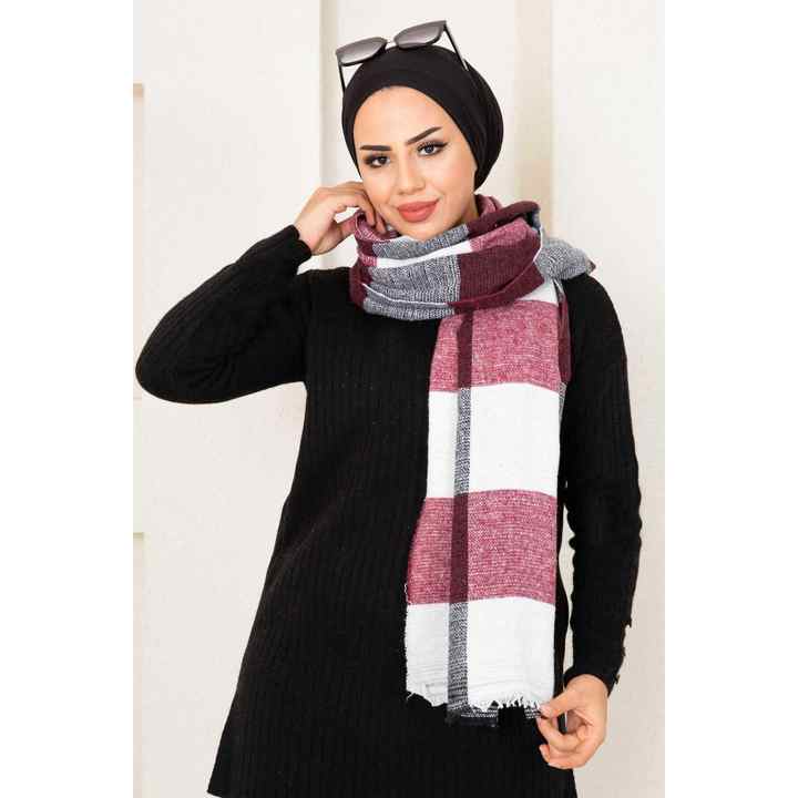 Checkered Model Hijab Shoulder Shawl