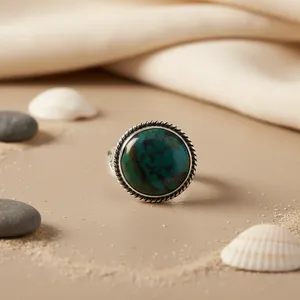 "Cluster <b>Statement</b> Boho Turquoise <b>Ring</b> in 925 <b>Silver</b> Fine Jewelry" - Product Image 1