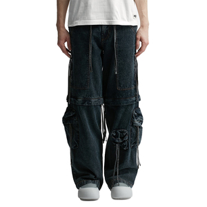 Men's Stonewashed <b>Canvas</b> Cargo Pants Multiple Pockets Drawstring Closure Pleated Front Anti-Wrinkle Quick Dry Trousers - Product Image 1