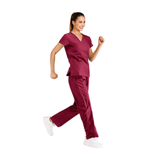 Modern Fit Scrubs Uniformes Conjuntos con cuello alto Costuras limpias y estilo de manga corta transpirable - Product Image 5