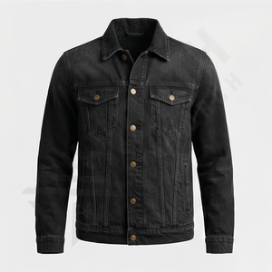 Chaqueta Vaquera de Mezclilla para Hombre, Estilo Vintage, Lavado Desgastado, Cuello Alto, Reversible, Prenda Exterior Moderna - Product Image 1