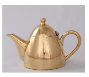 Embossed Design Solid Brass <b>Gold</b> Plated Tea Pot <b>Kettle</b> With Stylish Knob and Handle at Wholesale Prices - Product Image 5