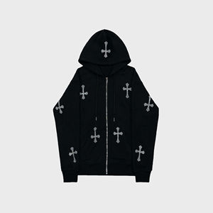 Premium Quality Latest Design <b>Men's</b> Rhinestone Zipper <b>Hoodies</b> 100% Cotton Winter Oversized Fleece New Arrival Rhinestone <b>hoodies</b> - Product Image 6