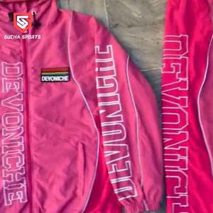 ชุดวอร์มไนลอนกันลมแบบกำหนดเอง ยูนิเซ็กซ์ สีชมพูทูโทน ชุดออกกำลังกายกันน้ำ - Product Image 6