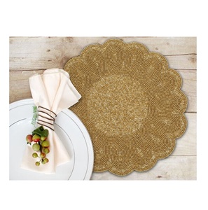 Set de table perlé, design unique, fait main, écologique, vintage, couleur unie, durable, rond, pour mariage, banquet, usage domestique, artisanat AZ - Product Image 3